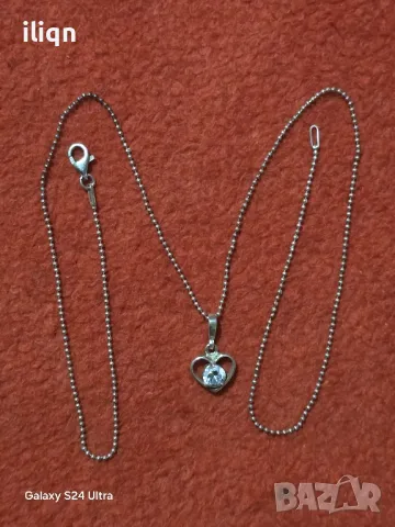 Сребърен синджир с висулка. 48см. Цена 21,99лв. За Севлиево безплатна доставка. Разгледайте , снимка 2 - Колиета, медальони, синджири - 50405489