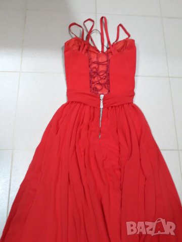 Елегантна дълга червена рокля Megz