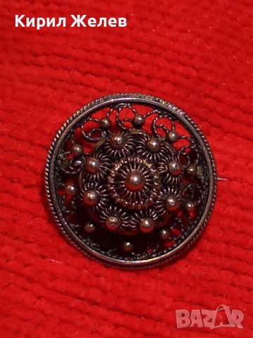 УНИКАЛНА ФИНА ИЗРАБОТКА ФИЛИГРАН с ГРАНУЛАЦИЯ СРЕБЪРНА АРТ ДЕКО БРОШКА СТАРО БИЖУ 17075, снимка 7 - Антикварни и старинни предмети - 31196289