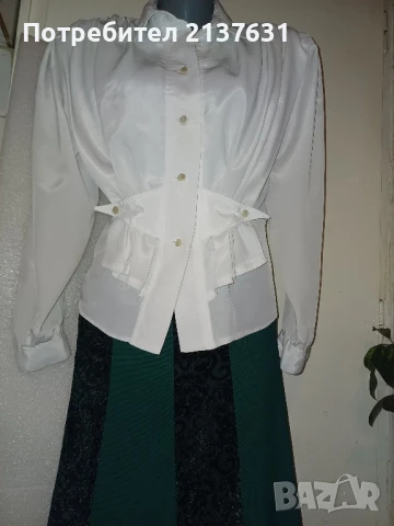 НОВИ с Етикет ! ДАМСКА БЯЛА БЛУЗА и ЗЕЛЕНА ПОЛА , снимка 2 - Блузи с дълъг ръкав и пуловери - 50465223