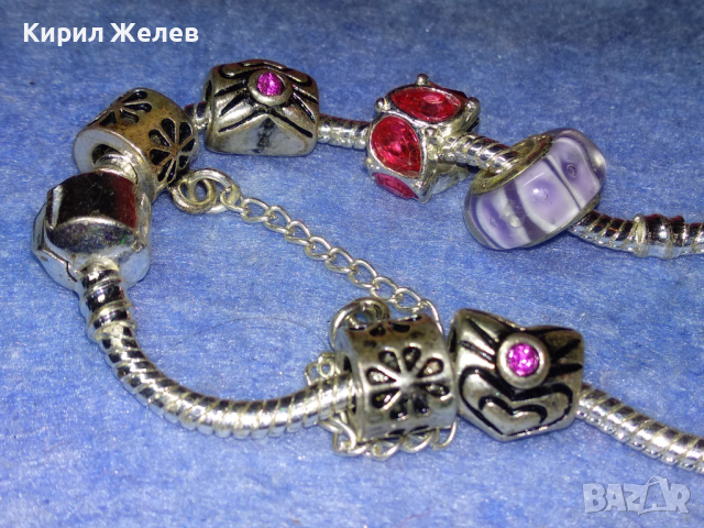 КРАСИВА ФЛОРАЛНА ПОСРЕБРЕНА МЕДНА АРТ ГРИВНА с ЦВЕТНО СТЪКЛО - РЕПЛИКА на ПАНДОРА МАРКИРАНА 44195, снимка 14 - Гривни - 44756046