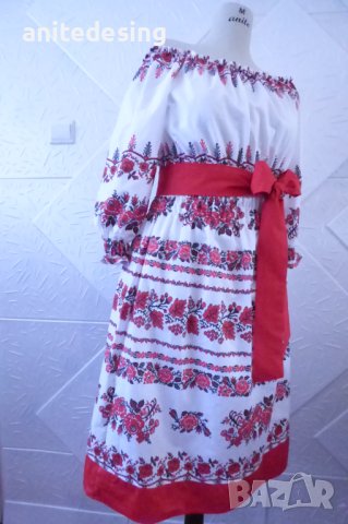 Рокля с етно мотиви ,голи рамене, снимка 11 - Рокли - 39828654