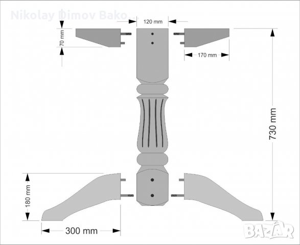 Дървена основа за маса / Крак за маса от бук / стругован крак, снимка 6 - Маси - 31999037