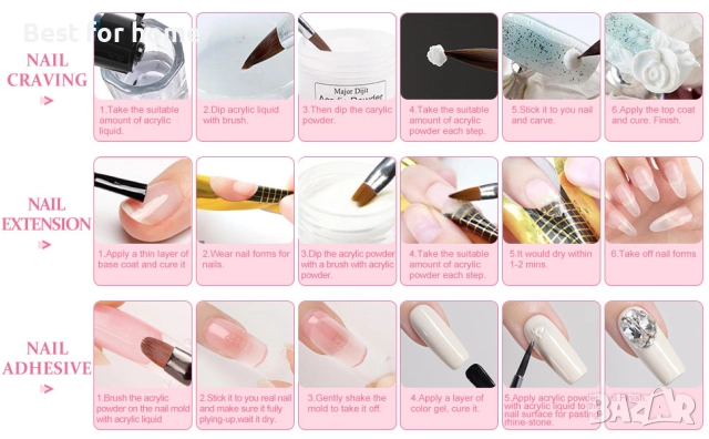 Голям комплект за нокти Major Dijit с лампа за нокти и пила, снимка 8 - Козметични уреди - 52953551