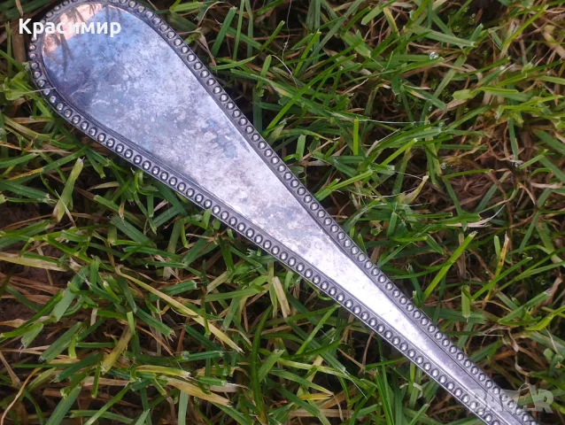 Голяма посребрена лъжица за сервиране 📐37х5,5 см , снимка 2 - Антикварни и старинни предмети - 48818336