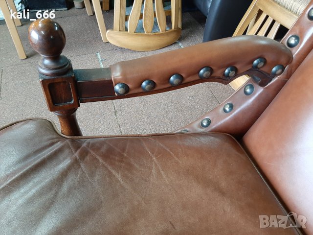 Ретро кресло естествена кожа внос от Холандия , снимка 12 - Дивани и мека мебел - 40253214