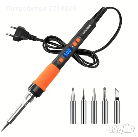 Поялник - LCD цифров дисплей 90 W  с регулируема температура 180-500 гр.и пет накрайника 