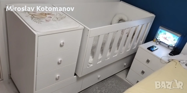 Детско легло с кошара и шкафче 3 в 1, снимка 2 - Кошарки - 53226259