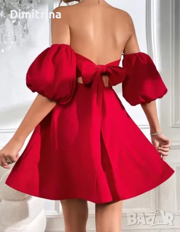 Дамска елегантна червена рокля, снимка 1