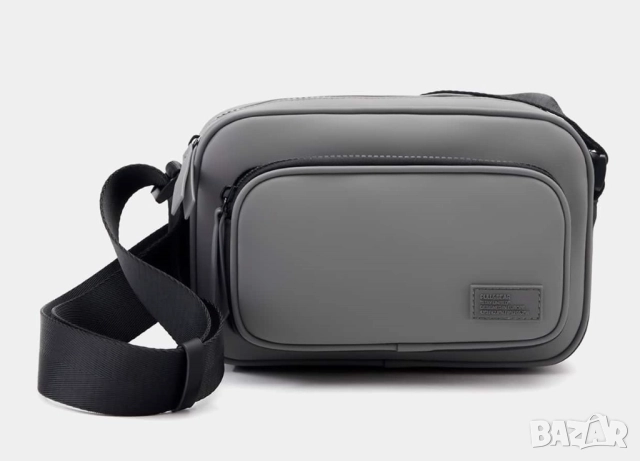 Мъжка гумирана чанта с дълга дръжка Pull&Bear, 24x17x10 см, Сива