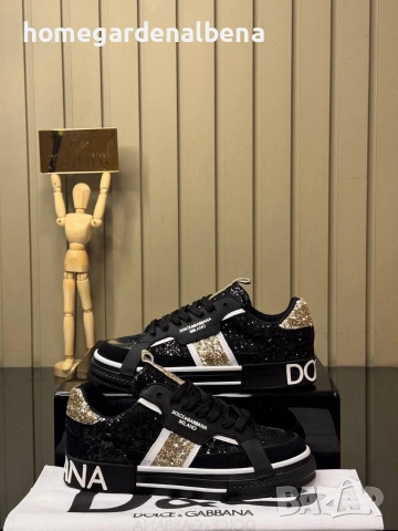 Dolce & Gabbana Portofino Gold Glitter Edition – Дамски обувки | Размери 36–40, снимка 4 - Маратонки - 54314122