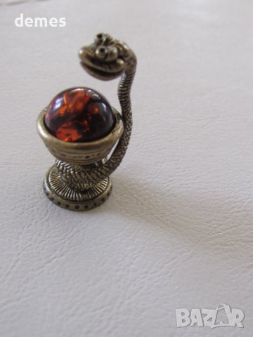 2025-година на змията-фигура от бронз и първокласен балтийски кехлибар-, снимка 5 - Колекции - 44232644