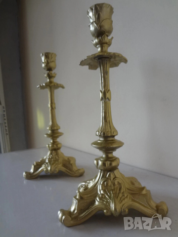 Комплект от 2 бр. бронзови свещника, снимка 11 - Антикварни и старинни предмети - 53079677