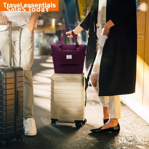 Сгъваема чанта, мини портфейл, пътническа чанта, за спорт, път или пазар, патладжан- тъмно лила, снимка 3 - Чанти - 40202656