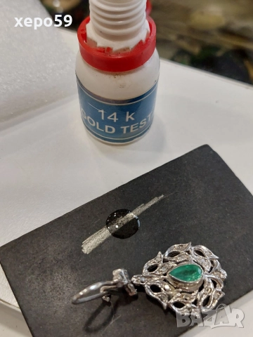 Стари дамски златни обеци с изумруд и диаманти., 1 650 лв, снимка 11 - Обеци - 52217598