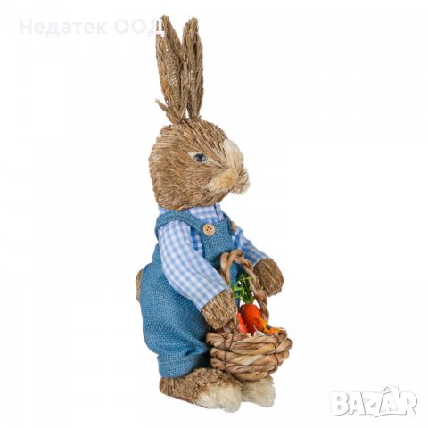 Великденскa декорация, Заек с кошница с моркови, 37 см, Многоцветна, снимка 2 - Декорация за дома - 39933018