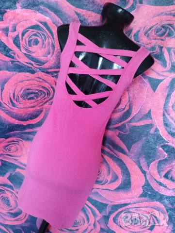 Ярко розова туника потник по тялото с интересен гръб М, снимка 1