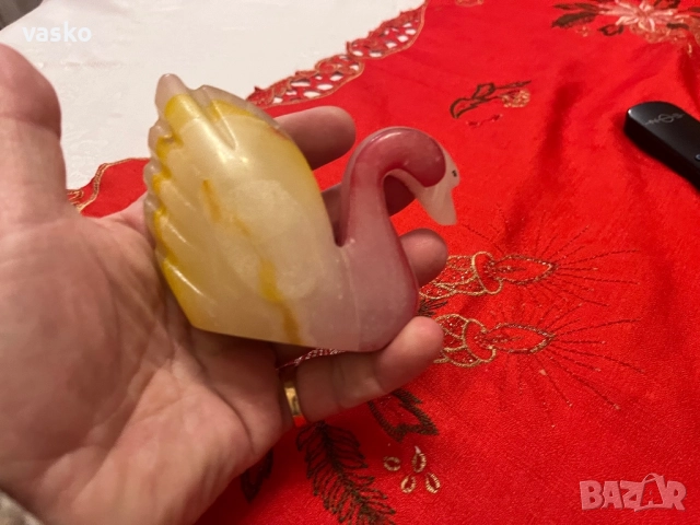 Стар оникс-лебед, снимка 3 - Антикварни и старинни предмети - 52914328