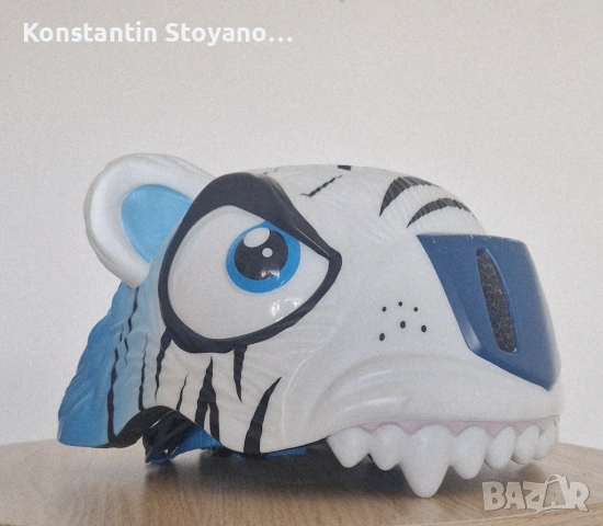 Детска велосипедна каска 3D 49-55 см, 2-7 години, Бял тигър, снимка 2 - Детски велосипеди, триколки и коли - 53041372