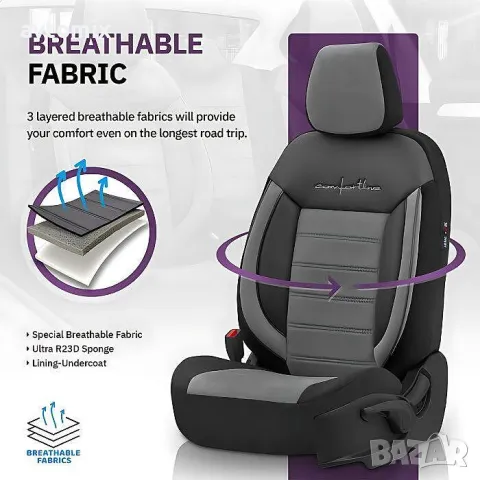 Тапицерия OTOM за седалки Комфортлайн CMF206 Черно/Сиво, снимка 7 - Аксесоари и консумативи - 49854457