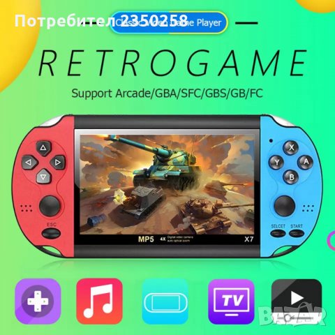2021 Игрова Конзола X7 X6 тип PSP с хилиди игри Nintendo sega ps4, снимка 2 - Други игри и конзоли - 35273491