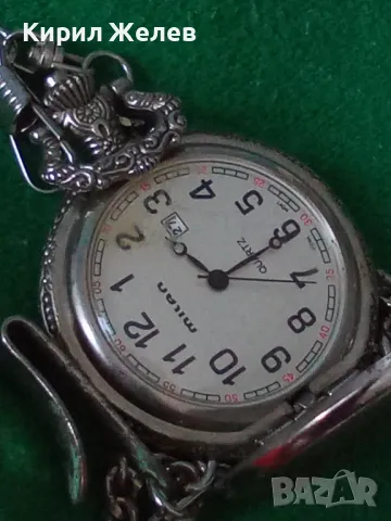 ВИНТИДЖ MILAN QUARTZ JAPAN MUVT ДЖОБЕН КВАРЦОВ ЧАСОВНИК ОРНАМЕНТИРАН 21977, снимка 15 - Джобни - 32714257