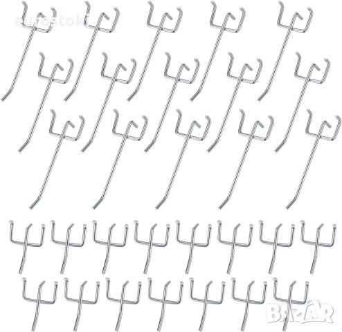 Пакет от 60  стенни куки за перфорирана дъска, за инструменти, за окачване за държачи за инструменти