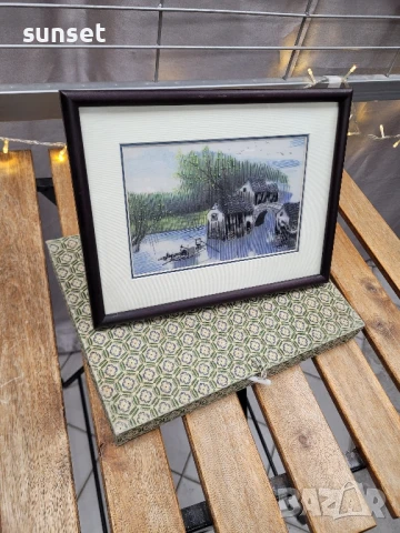 Картина от КОПРИНА,ръчно шита и бродирана , в кутия , за подарък- Япония, снимка 7 - Картини - 51261590