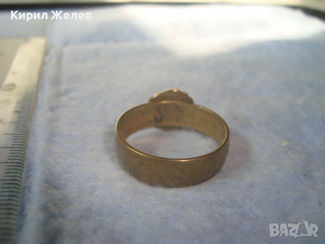 СТАРИНЕН ПОЗЛАТЕН БРОНЗОВ ПРЪСТЕН от ДИНАР КРАЛСТВО ЮГОСЛАВИЯ с ФАСЕТИРАН ЕСТЕСТВЕН ГРАНАТ 32351, снимка 12 - Антикварни и старинни предмети - 38360245