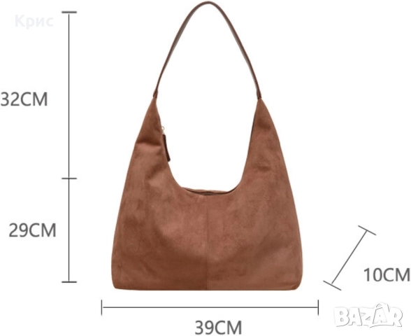 Велурена дамска чанта с една дръжка., снимка 5 - Чанти - 52845268