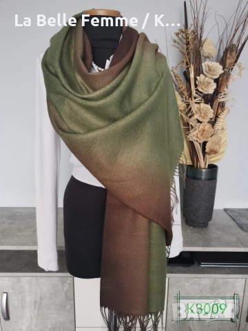 Двулицеви шалове от кашмир с втъкана златна нишка, снимка 2 - Шалове - 51861388