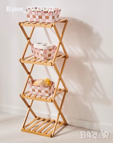 Сгъваема бамбукова етажерка на 4 нива 