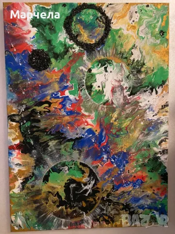 Абстрактна  картина Космос, снимка 10 - Картини - 47915313