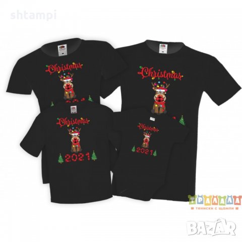 Коледни тениски Елен с маска Christmas 2021, снимка 4 - Тениски - 35072315