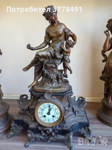 Декоративен бронзов камински часовник, снимка 6 - Декорация за дома - 54319466