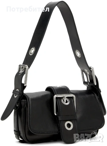 Оригинална дамска чанта BY FAR Eloise Black Nappa Leather Shoulder Bag