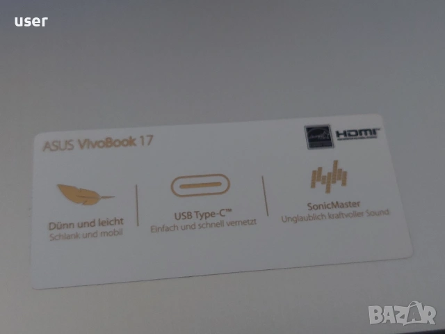 17.3", 8GB RAM, Pentium 4405U, 240GB SSD лаптоп Asus Vivobook F705U, снимка 4 - Лаптопи за дома - 54015309