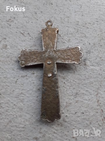 Стар бронзов кръст с емайл, снимка 5 - Антикварни и старинни предмети - 39943472