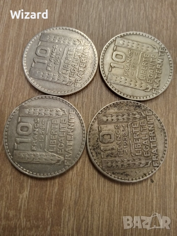 лот 10 франка 1930 32 34 Франция сребро, снимка 2 - Нумизматика и бонистика - 52030311
