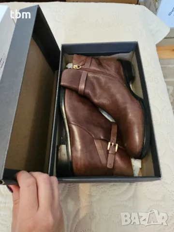 Кафяви боти ECCO, естествена кожа, като нови, снимка 2 - Дамски боти - 48432464