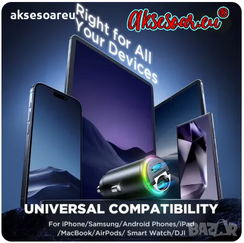 Супер бързо PD зарядно за зареждане на телефон в запалката на кола изцяло метално Dual USB с голяма , снимка 16 - Аксесоари и консумативи - 47375202