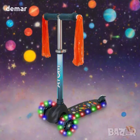 ATOM Eclipse Light-Up Детска тротинетка за бутане с регулируема височина на дръжката, за деца 3+ г., снимка 6 - Детски велосипеди, триколки и коли - 47370103