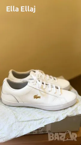 Оригинални дамски бели маратонки / кецове Lacoste (Естествена кожа) – № 40 (UK 6.5), снимка 3 - Дамски ежедневни обувки - 55972171