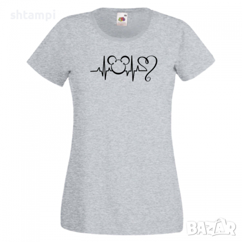 Дамска тениска Mickey Love Heartbeat 2 Мини Маус,Микки Маус.Подарък,Изненада,, снимка 4 - Тениски - 36526341