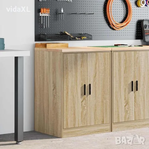 vidaXL Гаражен шкаф за съхранение, дъб сонома, 60x51x85 см, бор масив（SKU: 860573）, снимка 2 - Шкафове - 56077347