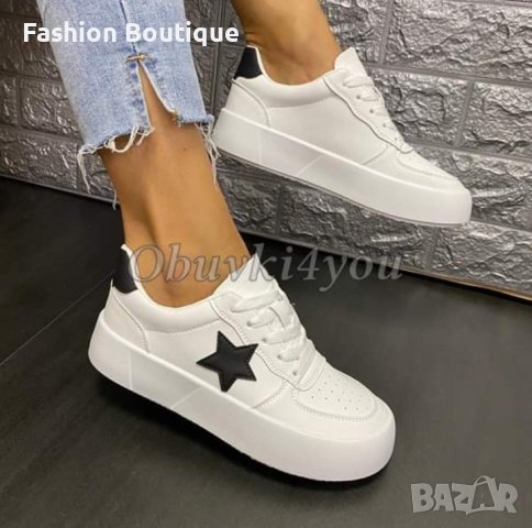 Бели дамски обувки, мека Еко кожа 