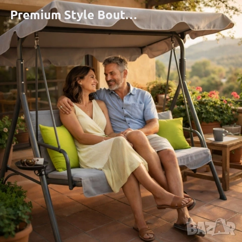 Градинска люлка A-Type със зелени възглавници и поставки за напитки - елегантност и комфорт, снимка 8 - Други стоки за дома - 53887178