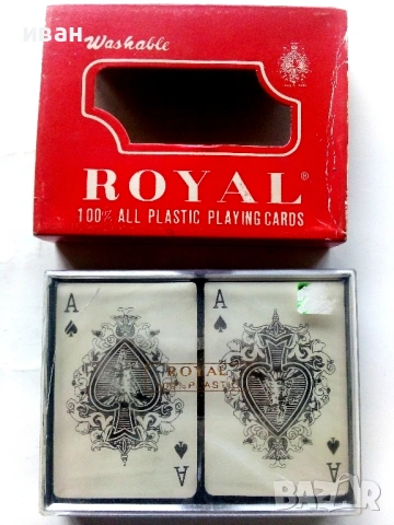 Две тестета карти за игра в комплект "ROYAL 100 % ALL PLASTIC",, снимка 4 - Карти за игра - 53244448