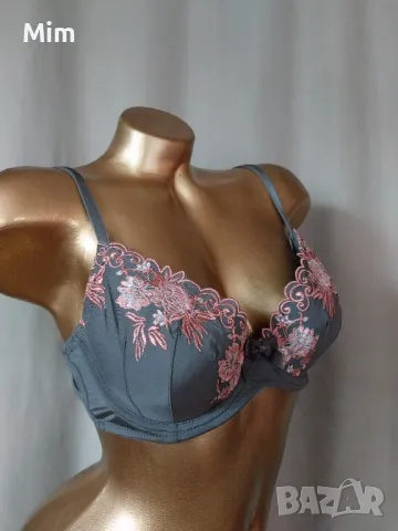 MIRIALE 85 B Сив сутиен с богата бродерия , снимка 2 - Бельо - 47336798