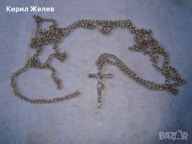 КРАСИВО ПОСРЕБРЕНО НАГРЪДНО РАЗПЯТИЕ КРЪСТЧЕ със СТОМАНЕНА ВЕРИЖКА 16634, снимка 4 - Колиета, медальони, синджири - 36901624